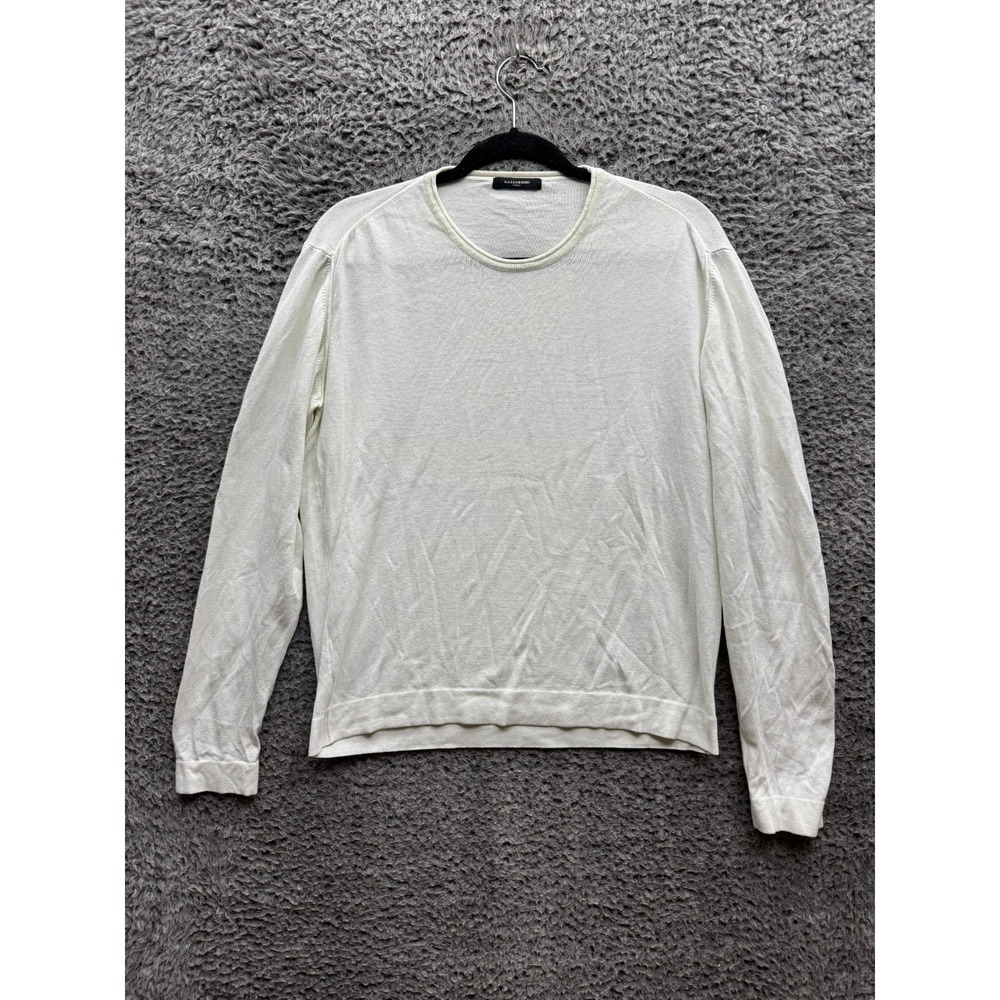 Gazzarrini Cotton-Blend Crewneck Cropped Pullover Sweater White Mens‎ Size L